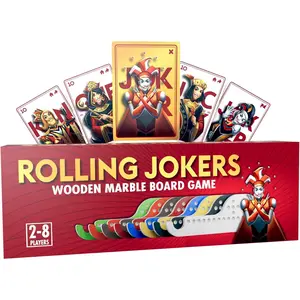 Rolling Jokers Board Game - Fun, Strategic Marbles & Cards Game for 2-8 Players