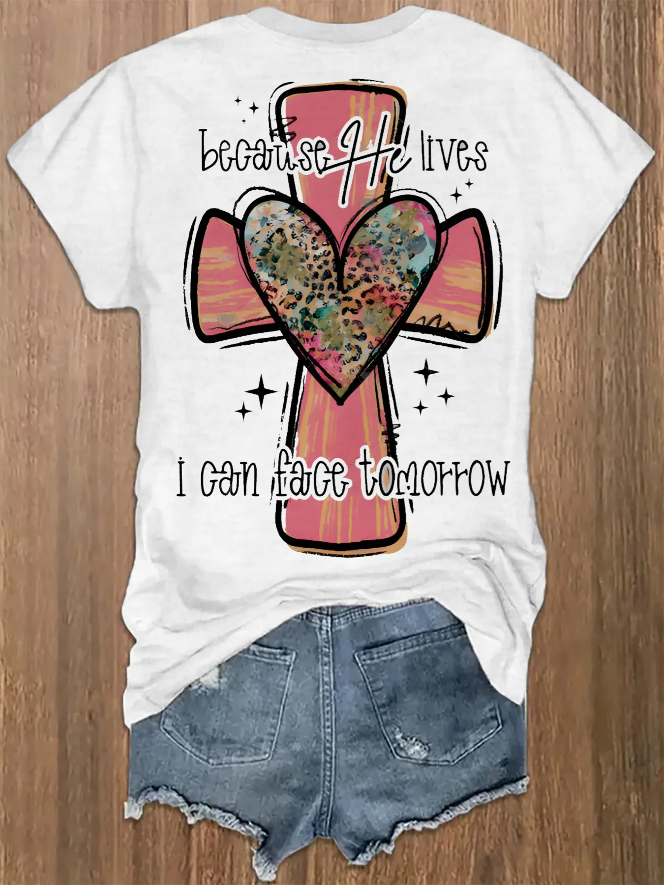 Women' Plus Size Oversized Heart Cross Print T-Shirt - Short Sleeve Round Neck Summer Casual Top with Multicolor - (///) - Comfortable Casual Attire & Layering Piece - Machine Washable for - Use