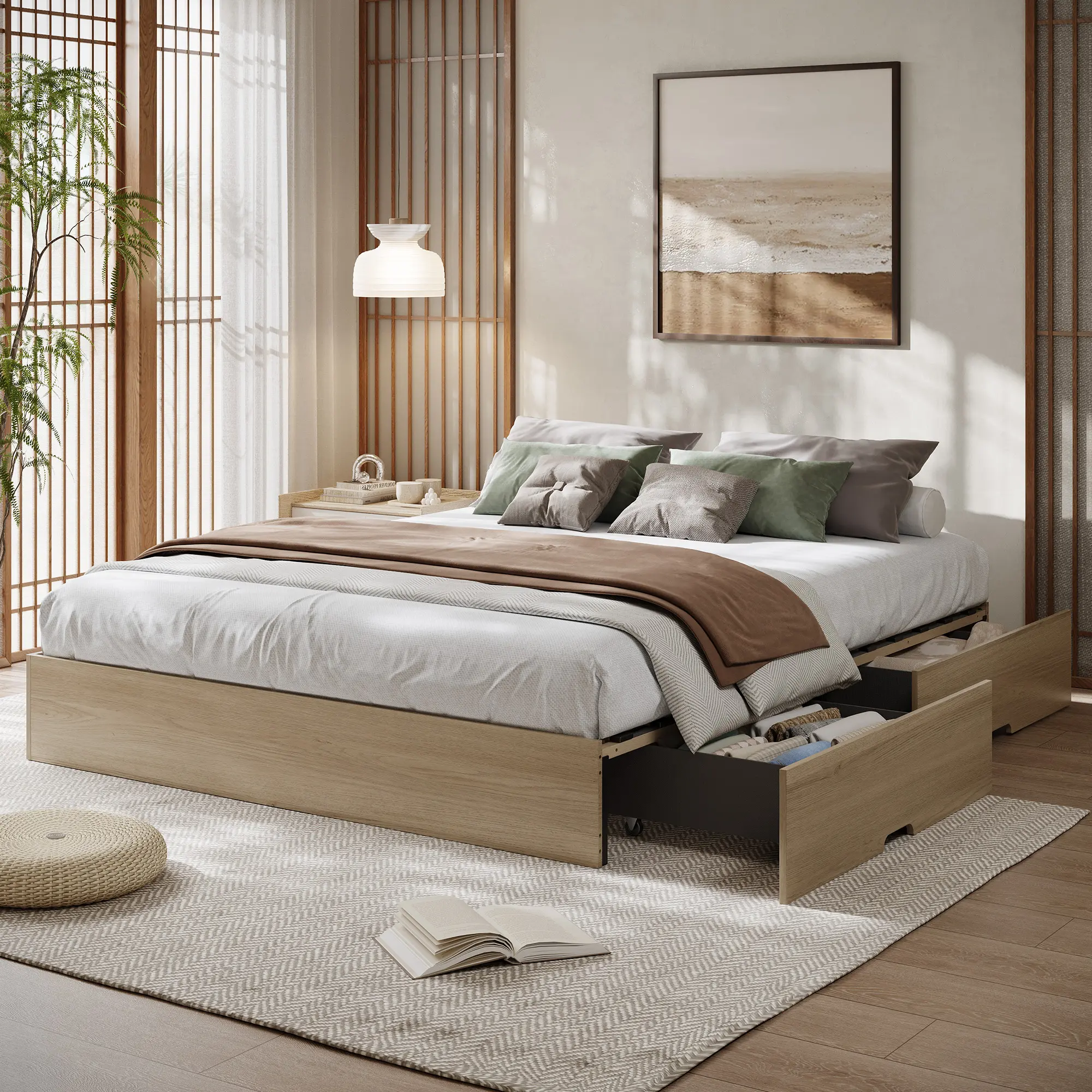 Sturdy Wooden Platform Bed Frame Without Headboard, Durable Reinforced Slat Support, No Box Spring Required, Effortless Quick Assembly, Minimalist Bedroom Furniture, Available in Twin XL, Full and King Sizes