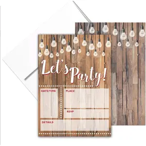 | Let's Party | Rustic Fill-in Party Invitations With Envelopes | 25 Invites & Envelopes | Wedding,  Shower, Rehearsal Dinner, Birthday Party (Rustic Lets Party)