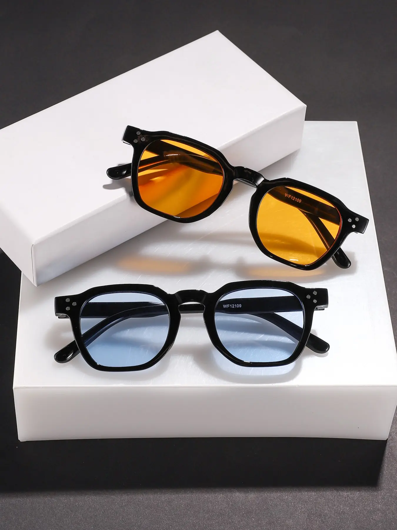 High-Quality Trendy Casual Basic Colorblock Design Square UV Blocking Sunglasses Set, Lightweight Durable UV Protection, Perfect for Street Style and Daily Wear, Sun Protective Eyewear, Trendy Shades