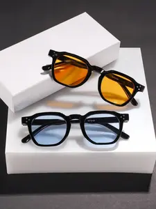 High-Quality Casual Basic Colorblock Square Sunglasses, Lightweight Durable UV Protection, Perfect for Street Style and Daily Wear