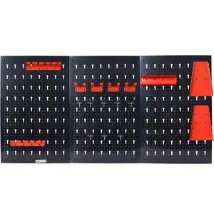 4 FT Metal Pegboard Wall Organizer with 8 Hooks & Drill Bit Rack for Garage Workshop Storage Organization
