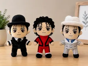 Michael Jackson Plush Dolls, MJ King of Pop Inspired Plushies, Red Thriller Outfit Toy, White & Black Suit Michael Plushie, Pop Music Gift