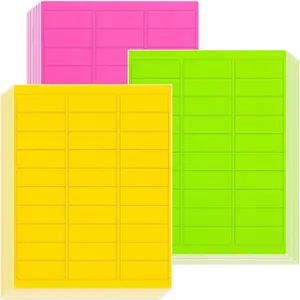 900  Fuorescent Neon Address abes, 1" X 2-5/8" Bright Fuorescent Paper abes for Shipping Enveopes & Sma Packages - Green, Yeow,  - 30 Sheets