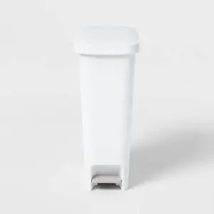 11gal Slim Step Trash Can - Brightroom™: White Pedal-Operated Lid, Textured Indoor Kitchen Trashcan, 11 Gallon Capacity