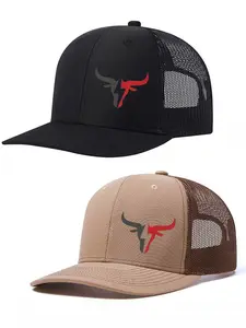 2Pack Unisex Ox-Head Print Street Fashion Cap | Breathable Adjustable Snapback for Outdoor Activities