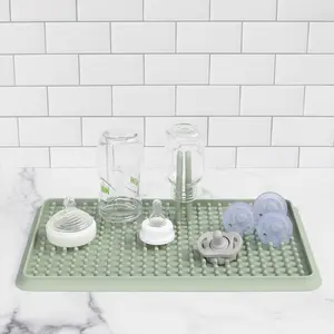 Drying Rack Sage 100% Silicone Collapsible Dish Drying Rack with Suctions in Place Adjustable Pegs Dishwasher Safe Grey Organiser