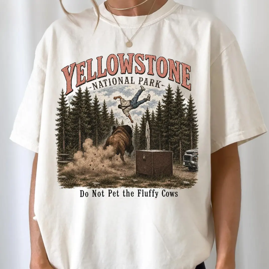 Do Not Pet The Fluffy Cows T-shirt, Yellowstone National Park Shirt, Family Trip Outfit, Funny Meme Cows Vintage Tee Unisex Shirt