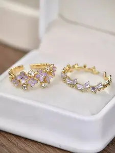 Enamel Flower Butterfly Alloy Ring, Cute Fashion Jewelry for All Seasons, Unique Lightweight Design, Perfect Gift Idea