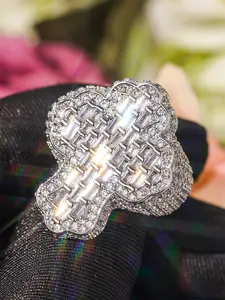 1 PC Glamorous Sparkling Zircon Inlay Cubic Zirconia Ring For Women Wedding Engagement Valentine's Day Party Gift