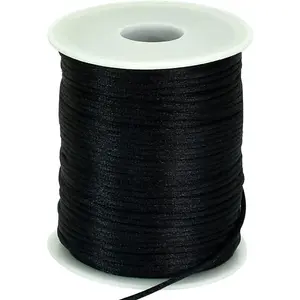 2mm x 110 Yards Black Nylon Cord Satin String for Bracelet  Making Rattail Macrame Trim Cord Necklace Bulk Beading Thread Kumihimo Chinese Knot Craft