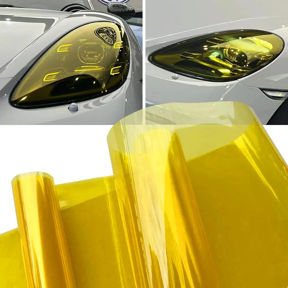 Yellow Auto Car Light Headlight Taillight Tint Vinyl Film Sticker Easy Stick Motorcycle Waterproof Film Diy Whole Car Decoration