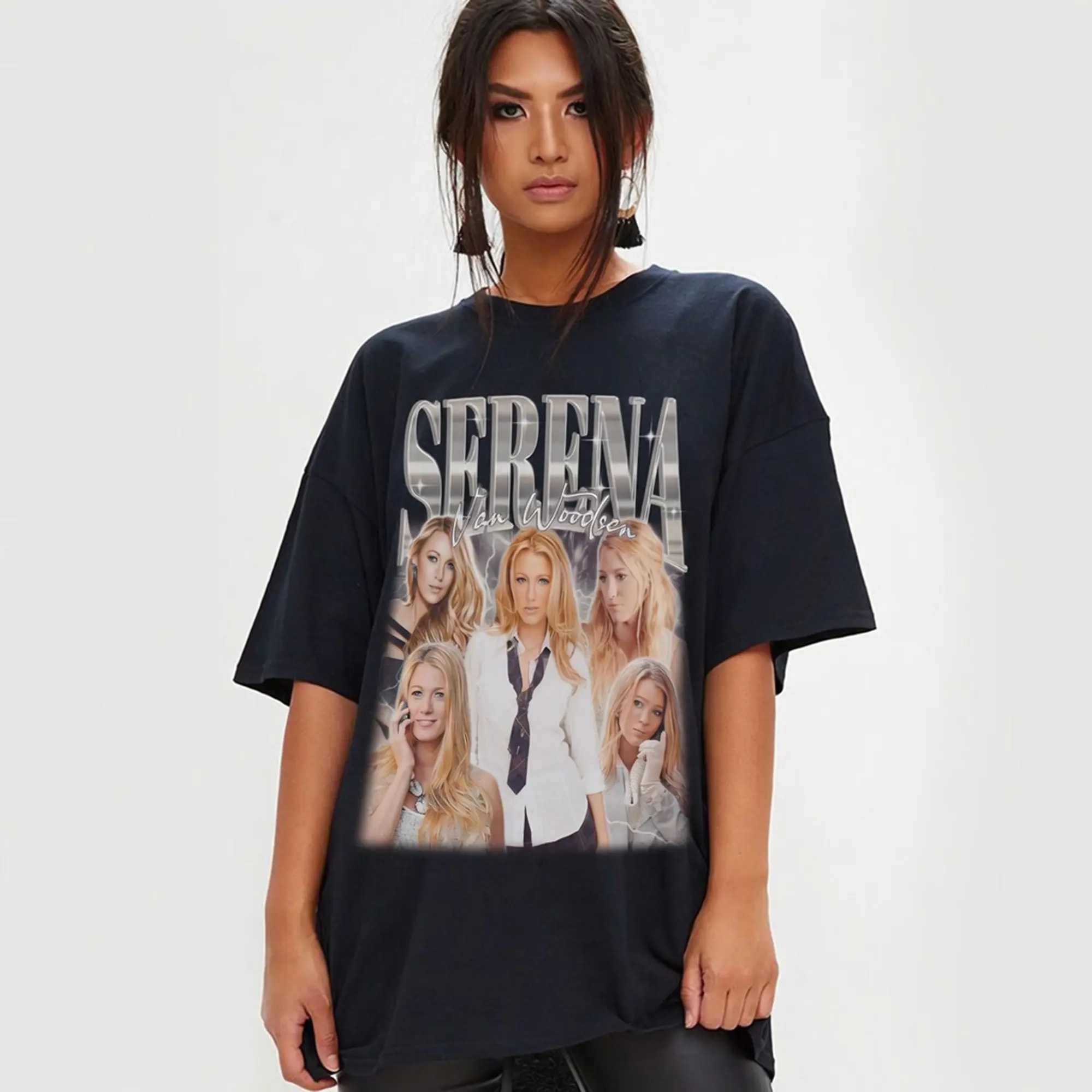 Serena Van Der Woodsen Graphic T-Shirt Gossip Girl Vintage Y2K Aesthetic Fan Gift Cotton Fit