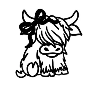 Highland Cow with bow Decal - Personalize Your Surfaces with a Touch of Personalization