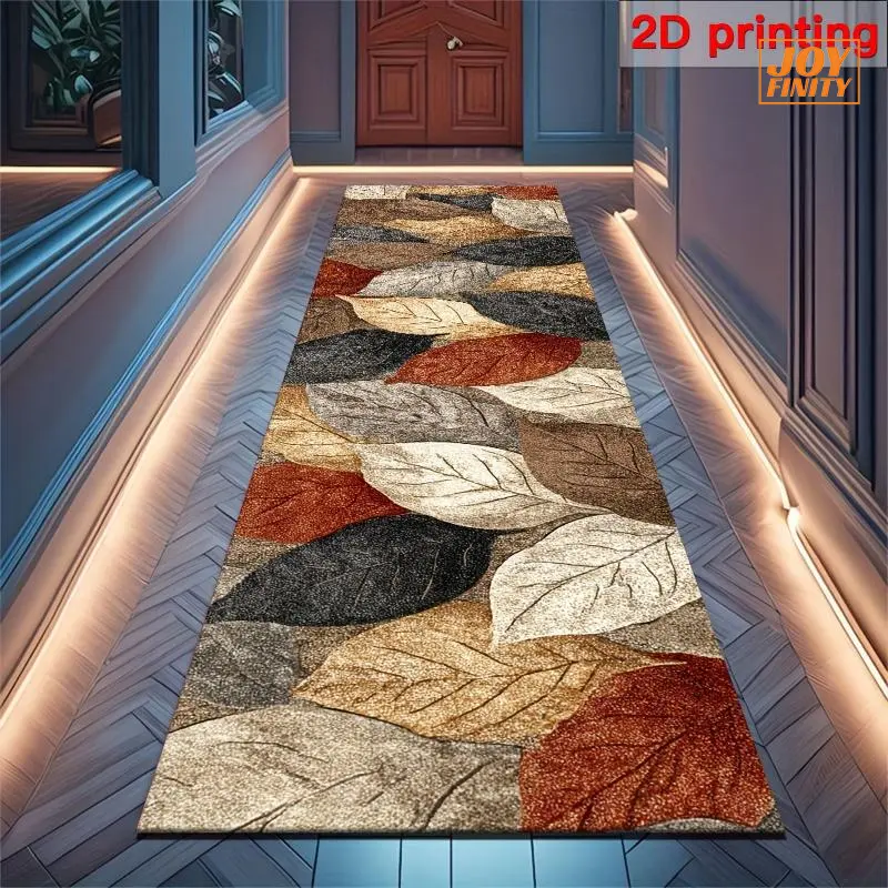 Joyfinity Velvet Flat 2D Nature Theme Patterned Area Rug Runner, Non-Slip Backing, Soft Touch, Machine Washable, Easy to Maintain, Indoor Hallway & Bedroom Rug