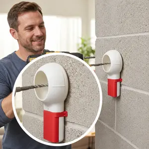 [Buy 1 Get 1 Free] Drill Dust Collector Box for Drywall & Concrete, Universal Drill Dust Catcher Bowl for Picture Hanging Home Renovation Workshop, Reusable Dust Collection Tool White Red / Black Red
