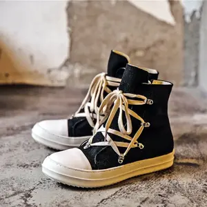 Black Canvas High Top Sneakers for Men and Women, Zipper Closure Casual Fashion Daily Walking Sneakers outdoorfun