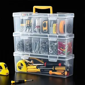 Portable Transparent Tool Storage Box Set, Multi-Compartment Organizer for Home Hardware & Toys, Convenient Small & Large Boxes, Toolbox Storage Box, Tool Storage Container