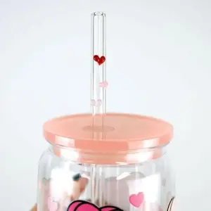 Mini Hearts Glass Straw 3-Pack for 16oz, 17oz and 20oz Cups