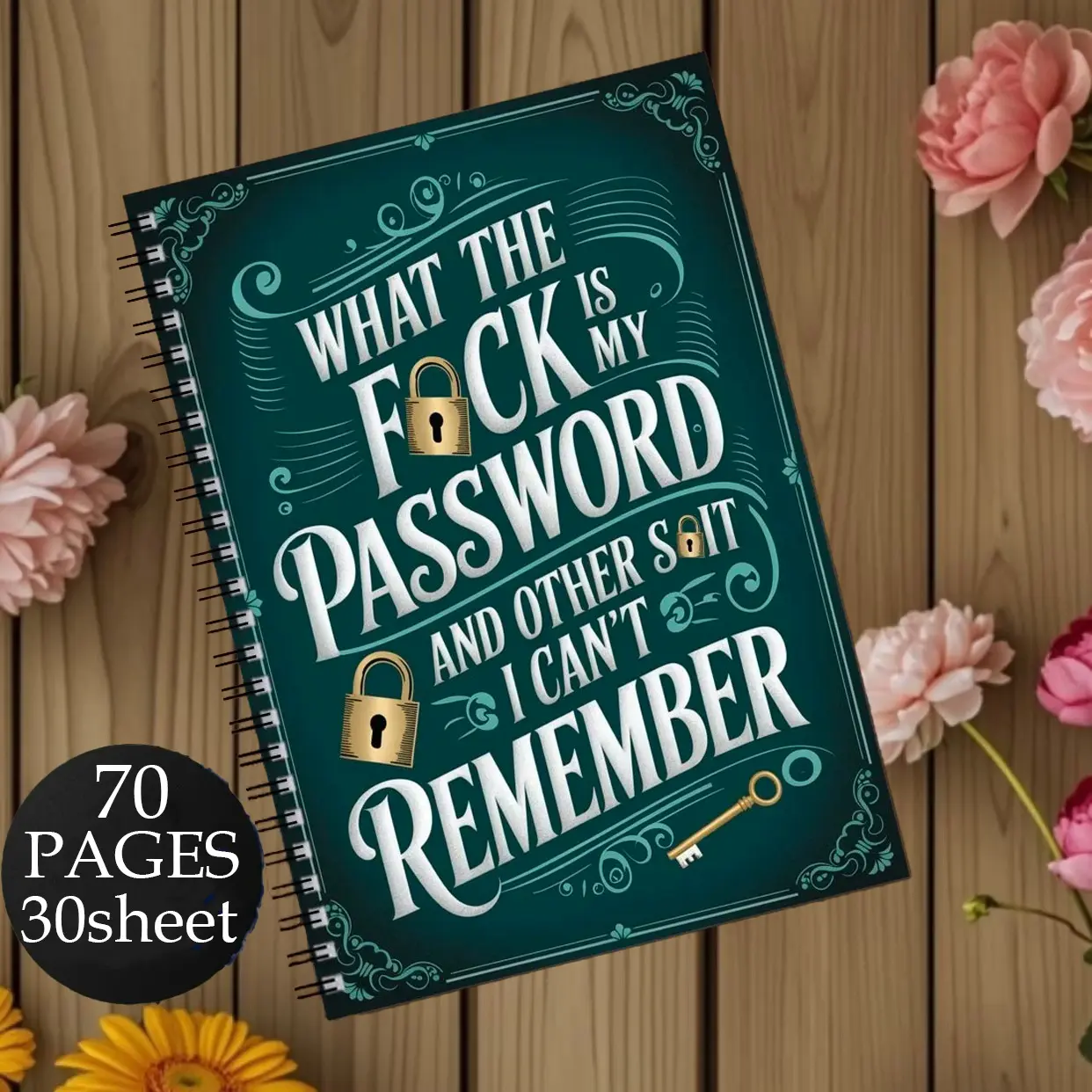 Protect Your Cybersecurity! Simple Spiral Password Organizer Notebook, Office Stationery, Durable Portable Design, Quick Website Login & Password Recording, Interactive Notebook
