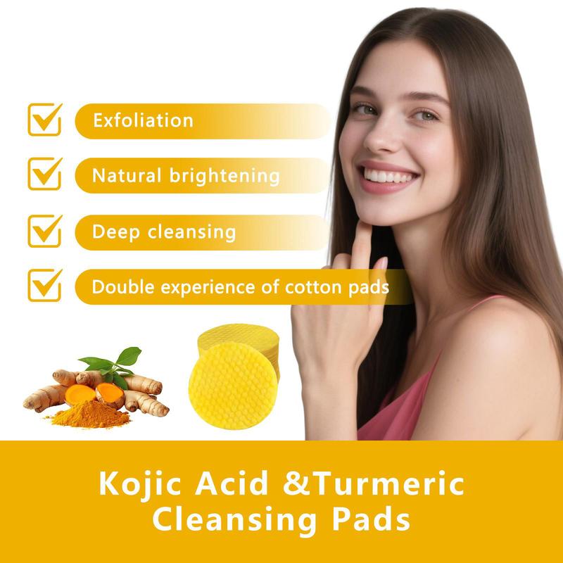 Buy one, get one free！Turmeric & Kojic Acid Cleansing Pads – Brighten Skin, Fade Dark Spots, Exfoliating & Gentle, Perfect Christmas & Holiday Gift