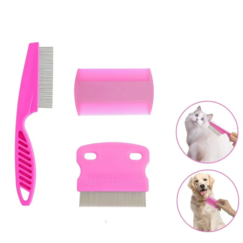 Three-Piece Cat Grooming Brush Set, De-Shedding & Knot-Opening Comb, Essential Pet Care Tools, Soft Bristles for Gentle Grooming, Shedding Grooming Kit, Deshedding Tool