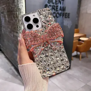 iPhone 17 Pro Max Case Girls Women, 3D Luxury Sparkle Bling Diamond Glitter Crystal Rhinestone Bowknot Protective Case Cover for iPhone 17 16 15 14 13 12 11 Pro Max