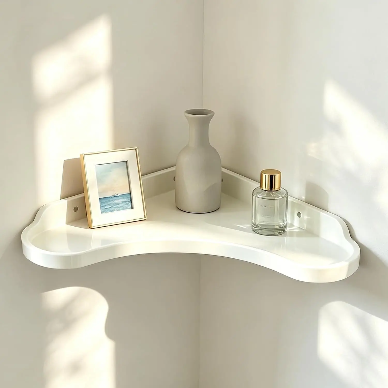 Heart Shaped Floating Corner Wall Shelf Multi-Purpose Corner Storage Shelving for Bedroom Kitchen Living Room Bathroom Decor & Small Household Items