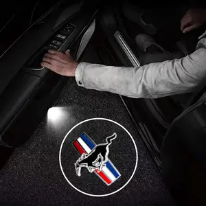 2pcs LED Car Logo Door Welcome Light Wireless Projector Lamp For Ford Mustang Kuga Focus Puma Fiesta Fusion Edge Accessories