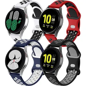 4 Pack Bands Compatible with Galaxy Watch 7 6 5 4 Band 40mm 44mm/Galaxy Watch 6 4 Classic 43mm 47mm 46mm 42mm/Watch 5 pro 45mm,Active 2 Band, 20mm Watch Band Soft Silicone Band Women Men