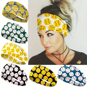 6Pcs/Set Sports Yoga Sweatband, Rugby Basketball Printed Wide Edge Elastic Headband, Suitable for Sports Events, Fan Dressing Headwear