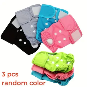 3 Pack Washable Maternity Dog Diapers, Reusable High Absorbency Leak-Proof Puppies Nappies, Random Colors, Mother Dog Urine Protection, Puppy Pads