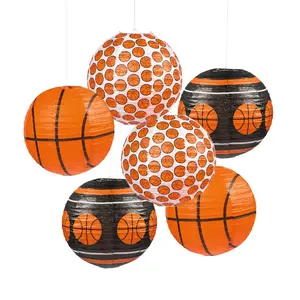 12" Basketball Hanging Paper Lanterns - 6 Pc.