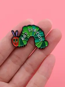 Eat The Rich Adorable Green Bug Enamel Brooch, Cartoon Design Zinc Alloy Fashion Accessory, Unique Pin Gift for Her, Ideal Present All Seasons