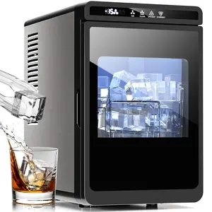 Kismile Clear Square Ice Cubes Makers,3 Cube Ice in 20 Mins,Two Ice-Making Modes, Portable Ice Maker with Customizable Ice Block Thickness, Self-Cleaning Function, 24H Timer for Home/Bar(Black)