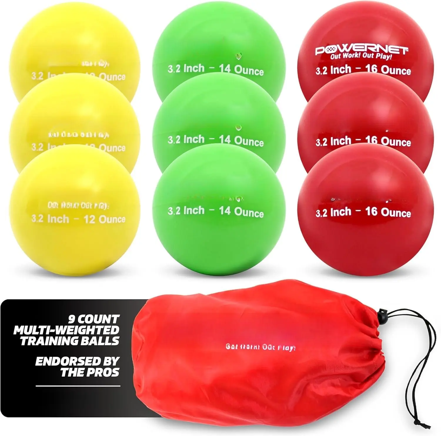 3.2"" 9 Pack Weighted  Balls for Hitting Batting, Build Strength & , Improve Technique,  Equipment for Throwing, 12 to 20 oz Softball Size Weighted Balls
