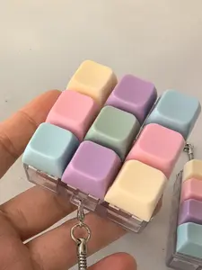Stress Relief Fidget Keychain Toy, Macaron Color Decompression Pendant, Adult Anxiety Reliever Gift, Press Button Stress Buster Accessory