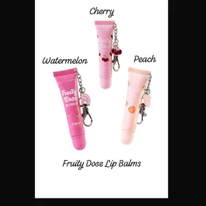 BC Fruity Dose Lip Balm Flavor with Keychain Charm Pink Tube