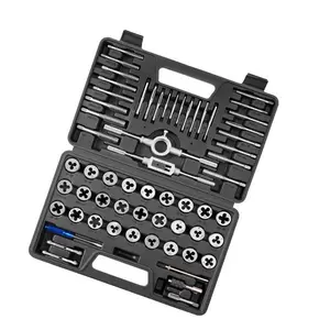 Tap and Die Set, 60-Piece Metric and SAE Sizes M3 to M12, #4 to 1/2", with Coarse and Fine Thread Taps and Dies, Wrench, Carrying Case and Complete Accessories, for Threading and Rethreading