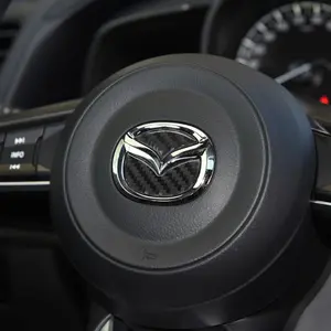 Carbon Fiber Pattern Car Logo Steering Wheel Sticker Badge For Mazda Axela ATENZA CX-5 CX-4 Car Accessory