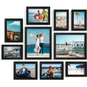 Picture Frames Collage Wall Decor for Photo Gallery Display, Assorted Picture Frames set of 10 Including Two 8x10 / Four 5x7 / Four 4x6 for Family Wall Decor, Black, 10 Pack