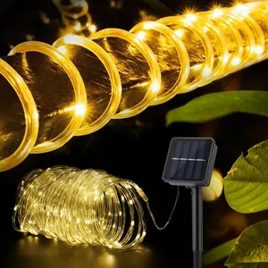 Solar LED Rope Light Outdoor, 39FT 100 LEDs Fairy String Rope Light Solar , 8 Modes IP65  Solar Tube Light Decorative for Balcony Patio Garden Fence Camping