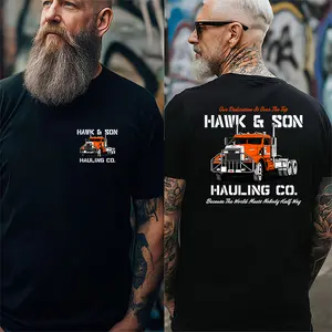 Hawk & Son Hauling Co. Vintage Truck Driver Shirt Semi Truck Graphic Tee Trucker Gift for Men