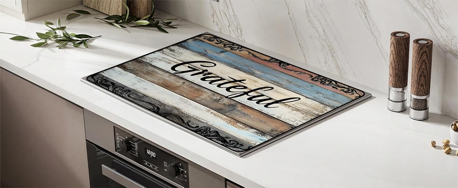 JOYFINITY Multi-Design Stove Top Cover for Glass/Electric Stoves - 3-in-1 Heat-Resistant Protector Mat, Non-Slip Drying Rack