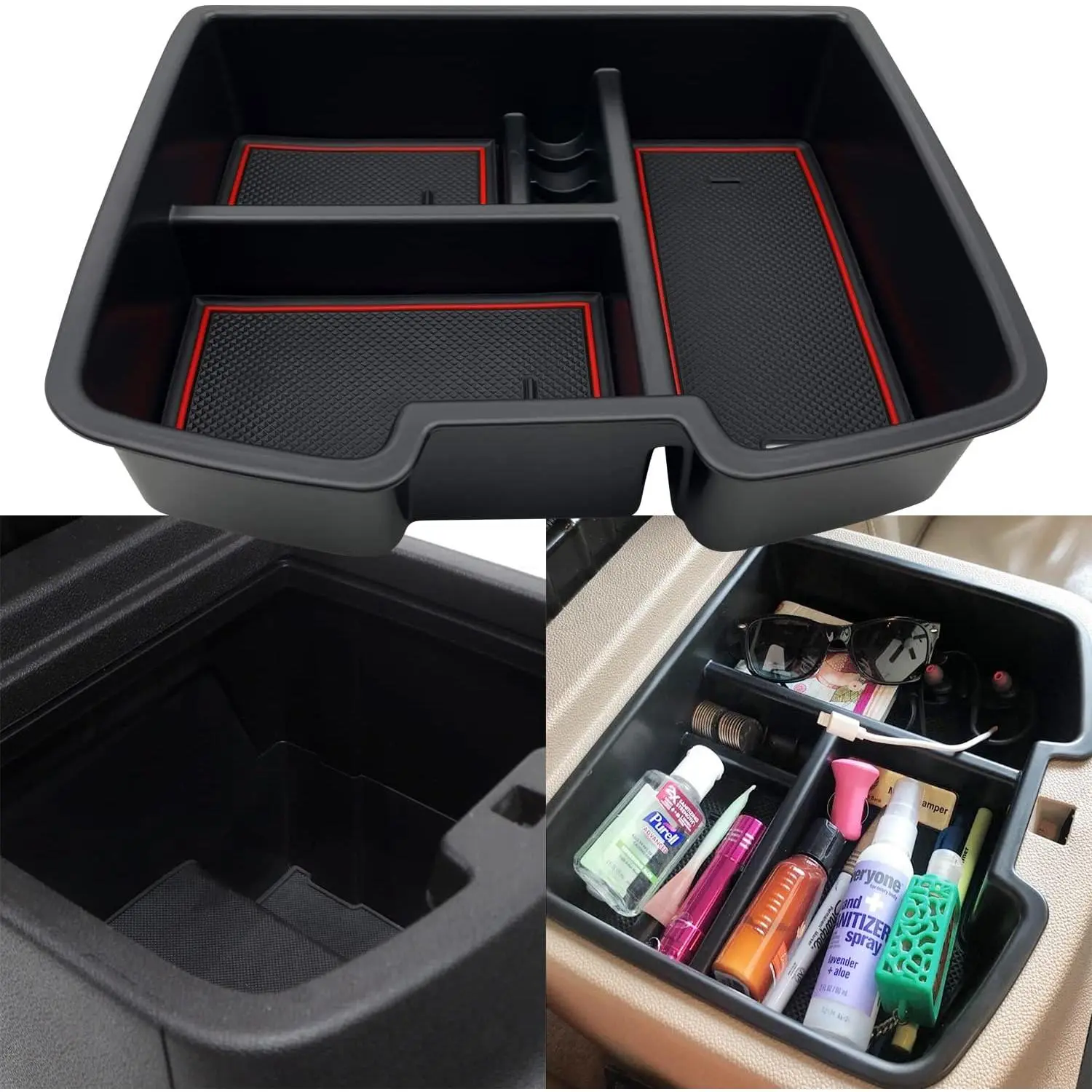 Center Console Organizer Tray Compatible with 2007-2014  Sierra Chevy Silverado Tahoe Yukon Suburban - Accessories Replaces 19166288