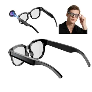 Men’s AI Glasses  with 2MP  Camera , Hands-free Anti-Shake Video Recording Smart Glasses, 39G Lightweight ,290Mah Battery ,2 Lenses Total ,Support AI Translation, Voice Assistant, Bluetooth Calling ,Music Control , Easy-to-Use Wearable ,Sunglasses