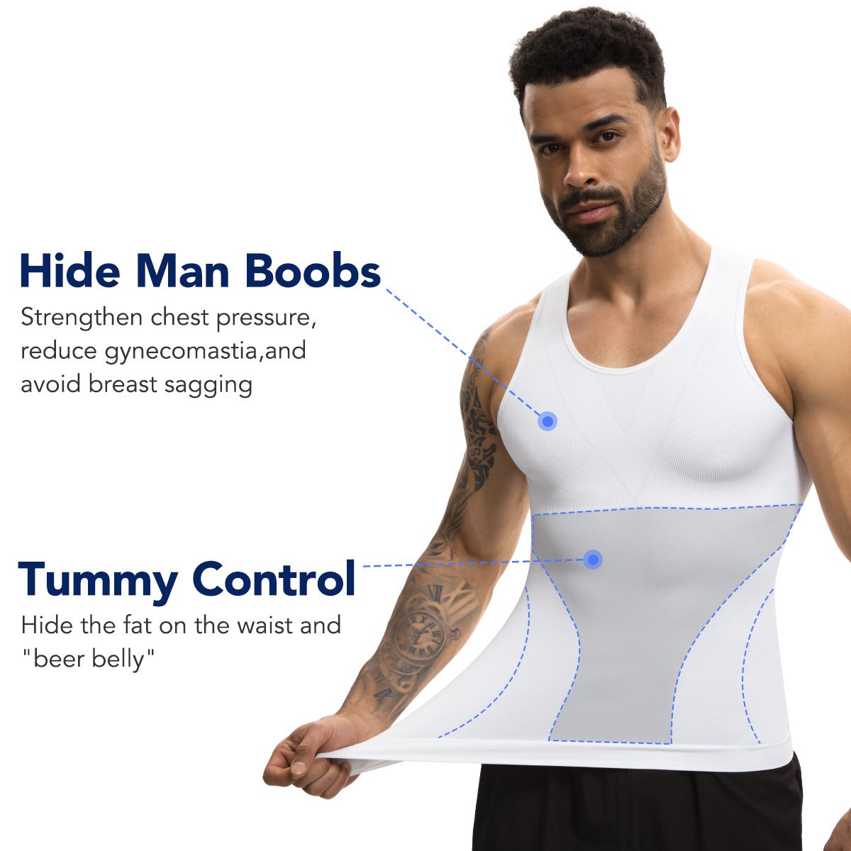 Men's Multiple Packs Compression Shirts - 1/2/3/4 Pack Elastane Spandex Sleeveless Shapewear, Tummy Control, Stretchy Breathable Athletic Gym Vest, Smooth Undershirt for Workout, Stylish Suit Layering