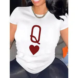 Red Q Womens TShirt Comfortable Crew Neck Casual Cotton Blend ShortSleeves Soft Breathable Top Womenswear Tshirt Summer Spring Streetwear Fabric