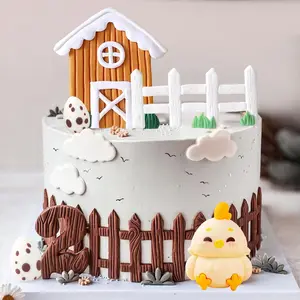 Chicken Farm Animal Cake Topper, Festive Party Decor for Baby Shower & Birthday Celebrations (Home & Party Supplies)